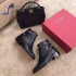 Valentino Rockstud Pebbled Leather Biker Ankle Boots